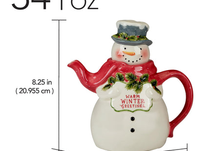 Snowman Greetings 3-D Holiday Teapot – Pour warmth and cheer into every gathering with this happy snowman teapot that brightens your winter table 34 oz