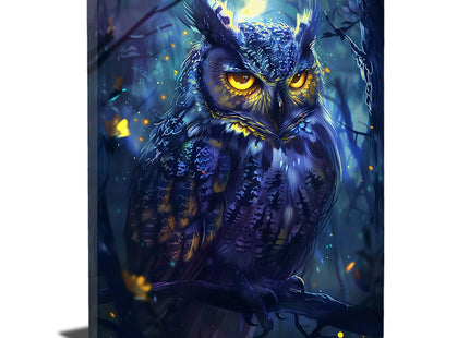 Fantasy Owl Wall Art - Owl Canvas Print Painting, Framed Artwork for Bathroom, Bedroom, Living Room - 12"x16"