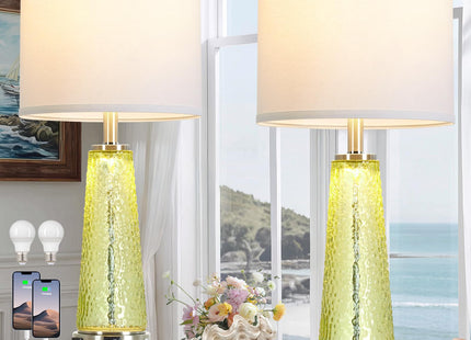 26" Tall Coastal Table Lamps for Living Room, Bedside Lamp for Nightstand