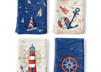 Arquiel Vintage Nautical Lighthouse Tea Towels Set of 4, 100% Cotton