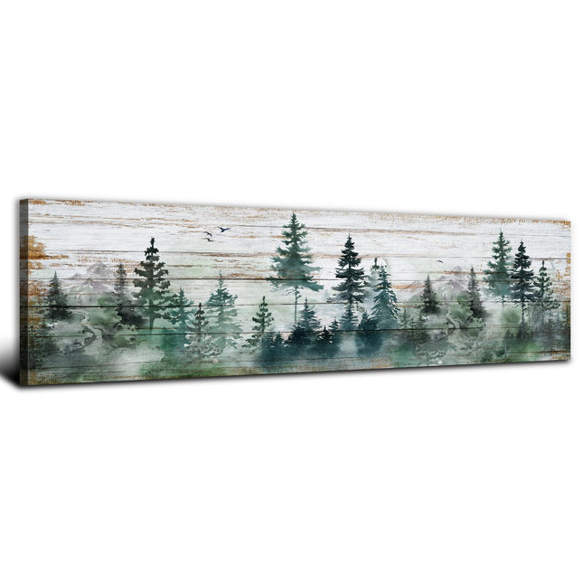 Farmhouse Pine Tree Wall Art Forest Wall Decor Rustic Wood Mountain Picture Canvas Prints for Living Room Kitchen Cabin Home Decor Vintage Woodland Poster Painting Narrow Artwork Decorations 14x48”
