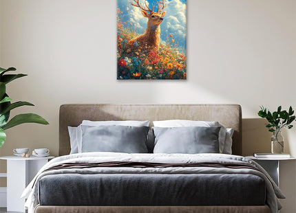 Deer Canvas Wall Art Stag Animal Print Painting Framed ArtWork 12"x16"
