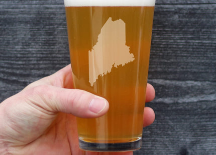 Bevvee Maine State Outline Pint Glass for Mainers - 16 oz