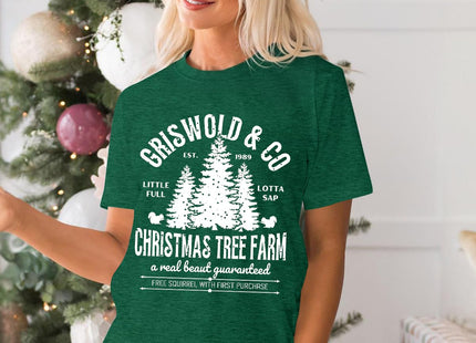 OCURHU Christmas Shirt for Women Funny Christmas Movie Tops Pine Tree Tee