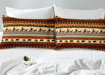 Erosebridal Woodland Bed Sheetss Twin,Abstract Bear Elk Deer Sheet Set Tribal Rustic Cabin Fitted Sheet for Boys Teens,Exotic Aztec Geometric Floral Top Sheet Western Wild Animal Room Decor,Brown