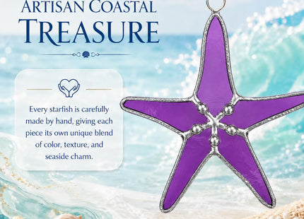 Purple Stained Glass Starfish Suncatcher 3 in Coastal Home Decor mom Gifts