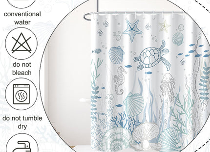 TYLCLTX Blue Ocean Shower Curtain Beachy Turtle Seashe Shower Curtain for Bathroom Nautical Coastal Printing Waterproof Fabric Bathroom Decor 72x72inch