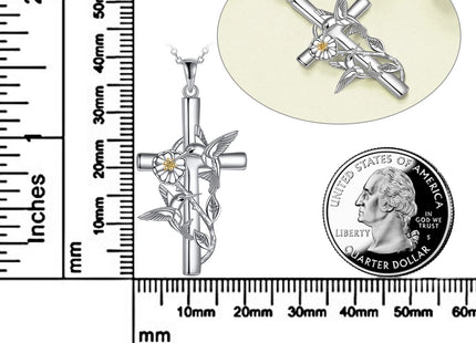 CRMAD Hummingbird Necklace Jewelry for Women Sterling Silver Cross Hummingbird Daisy Necklace Gifts