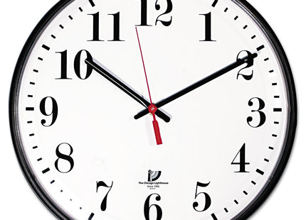 THE Chicago Lighthouse Wall Clock with White Dial Face, 12-3/4-Inch, Black