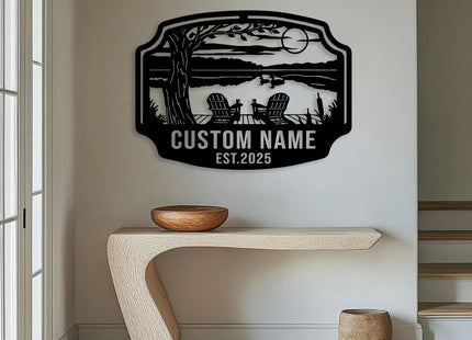 Personalized Lake House Metal Sign, Forest Lake Decor, Custom Lake House Name Sign, Outdoor Camping Plaque, Front Porch Decor,Cabin Sign (Style-6)