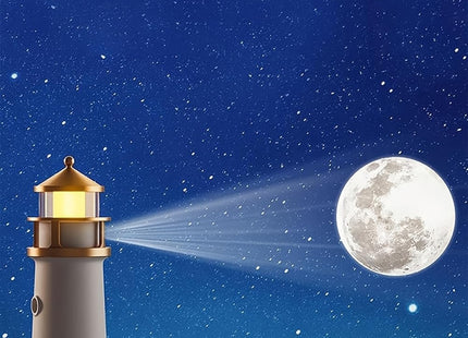 IFTHFOUR Moon Lighthouse Projector Night Light with Motion Sensor - Rechargeable LED Galaxy Table Lamp, Moon Lamp for Kids, Bedroom, Nursery Decor - Perfect Christmas, Birthday Gift for Boys & Girls