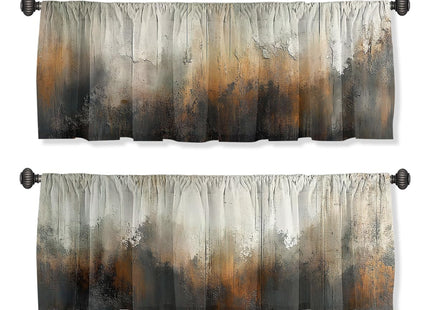 WSPNBB Abstract Curtain Valance for Windows 2 Pack Brown Wood Grain White Cloud Forest Rod Pocket Window Treatments Short Curtains for Kitchen Windows Bathroom Bedroom 54x18 Inch