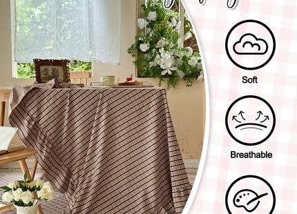 NSNLGSGC Mocha Plaid Gingham Tablecloth Rectangle 52"x70"