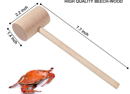 6Pcs Wooden Hammers, Natural Hardwood Crab Lobster Seafood Mallets