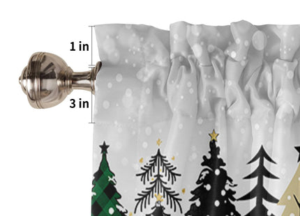T&H XHome Christmas Valances for Kitchen Windows, Grey Sky Buffalo Plaid Xmas Tree Forest Valance Rod Pocket Window Curtain for Bathroom Cafe Basement, Farmhouse Small Window Treatment, 54" W x 18" L