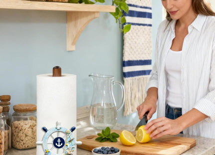 Ship Rudder Paper Towel Holder, Nautical Coastal Beach Countertop Decor