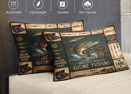 WeCozy King Comforter Set with Sheets, 7 Pieces Fishing Fish Bedding