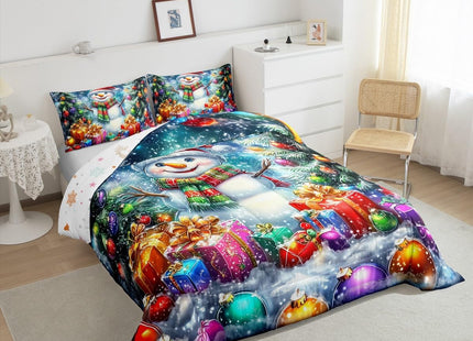 Erosebridal Cute Snowman Bedding Set Twin Winter Christmas Tree Comforter Set Ball Bedding Comforter Sets for Kids Boys Girls,Xmas Festival Pine Tree Snowflake Quilt Duvet