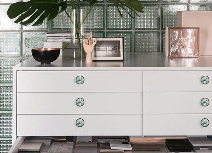 Elohiym 6 Pack Drawer Pulls Knobs, Blue Sea Turtle Nautical Map Cabinet Knobs Crystal Glass Dresser Knobs for Kitchen Bathroom Hardware