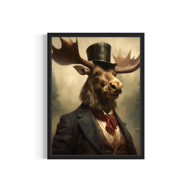 Moose Vintage Portrait Unframed Poster Art Print, Classic Animals Wall Decor Home Art for Bedroom, Mancave Painting, Living Room Bedroom 35 (Moose, 10"L x 8"W, Unframed)