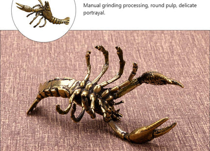 Kisangel Brass Golden Lobster Figurine Marine Animal Metal Statue Tea Pet