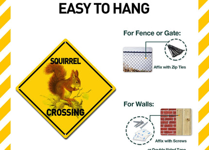 BTHUKO Squirrel Crossing Aluminum Sign 12" X 12"