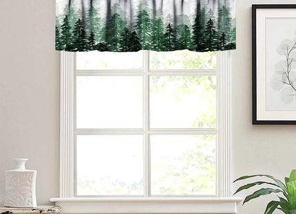 Green Forest Valance Curtains Nature Scenery with Misty Forest Landscape Art Valances for Bedroom Window Valance for Kitchen Bathroom Living Room Dining Room Valances for Windows 54X18 Inches