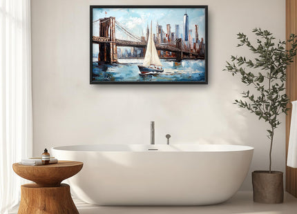 Large Framed Sailboat Wall Art, Abstract Decor Canvas Print 36" L x 24" W