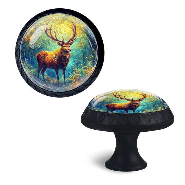 Cabinet Knobs Crystal,Deer in a Sunlit Enchanted Forest Mushroom Drawer Hardware Cabinet Pulls for Home Decor,Dressers,Kitchens Bathroom with Screw 1 Pack