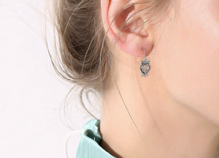YAFEINI Owl Earrings for Women 925 Sterling Silver Dangle Leverback Bird Earrings Owl Jewelry for Women