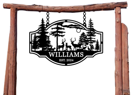 Custom Last Name Sign with Deer, Personalized Family Name Sign for Home, Large Outdoor Deer Cabin Sign, Mountain Decor, Man Cave Decor Sign, Hunting Gift, Hunter Gift