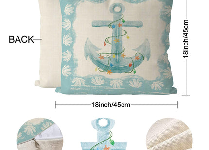 QIONG MENG Christmas Pillow Covers Coastal Beach Christmas Decor Retro Xmas Throw Pillows Covers Home Sofa Living Room Decorative Cushion Case 18x18 Inch Set of 4