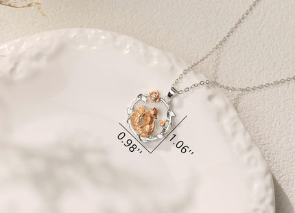 Fox Necklace for Women, Fox Gifts for Teens, Moon and Flower Design, Birthday, Graduation, Back to School, Easter Basket Stuffers (Fox Necklace-Round A)
