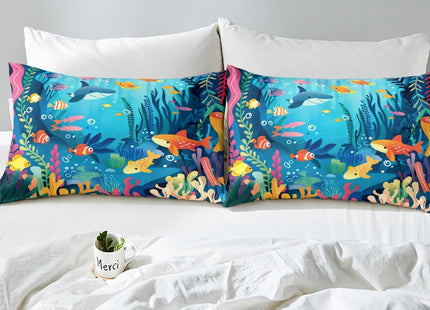 Feelyou Ocean Bed Sheets Set Twin, Beach Sheet Set for Kids Life Sea Sheets with Deep Pocket Fitted Sheet Coastal Bedding Set Soft Bed Set 3Pcs