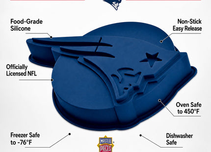 Masterpieces Game Day - FanPans NFL New England Patriots Team Logo Silicone Cake Pan - Dishwasher Safe