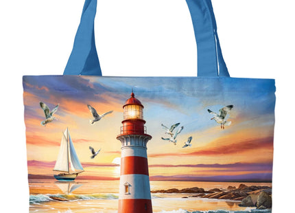 Briarwood Lane Summer Tote 15" x 14" x 7" Lighthouse At Sunset For Summer Tote