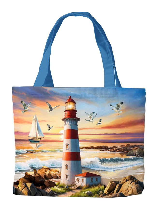 Briarwood Lane Summer Tote 15" x 14" x 7" Lighthouse At Sunset For Summer Tote
