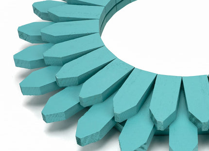 Honiway Beach Wall Decor Mirror 21 inch Wood Coastal Wall Decor Sunburst Boho Home Decor Room Decor for Bedroom Living Room Entryway Cyan