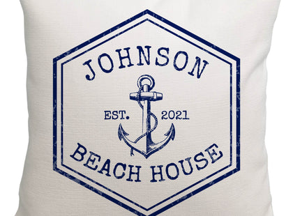 Pattern Pop Personalized Nautical Family Beach House Throw Pillow
