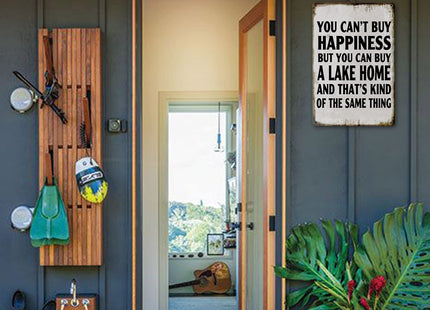 Lake House Decor For The Home Fishing Cabin Metal Tin Sign Outdoor You Can'T Buy Happiness But You Can Buy A Lake Home Signs Lake Life Wall Decor Lake House Gifts 12 X 8 Inch