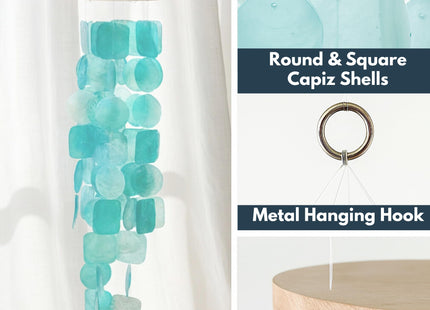 Solange & Frances Turquoise Wind Chimes for Outside, Coastal Home Decor