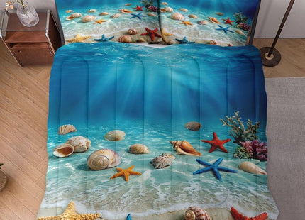 WeCozy Full Comforter Set, 3 Pieces Beach Ocean Bedding Set
