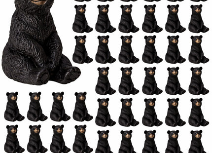 Memorywuu Mini Resin Bear Figurines Bulk, 50, Black