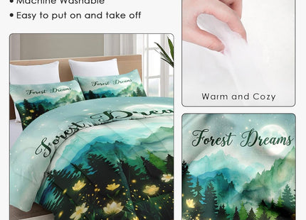 WeCozy Twin Comforter Set, 2 Pieces Forest Mountain Bedding Set