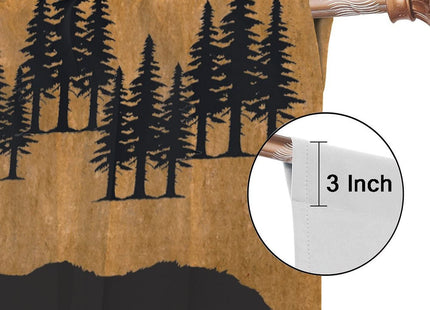 Black Bear Kitchen Window Curtains,Rustic Farm Wildlife Cute Bear Thermal Insulated Blackout Drapes,Vintage Cabin Coniferous Forest Silhouettes Print for Home Living Room Cafe Kids Room 42x54 Inch
