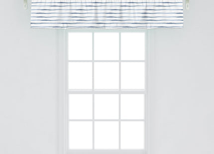 Ambesonne Harbour Stripe Window Valance, Abstract Brushstroke Nautical Ocean Horizontal Lines Soft Picture, Curtain Valance for Kitchen Bedroom Decor with Rod Pocket, 42" x 12", Pale Slate Blue White