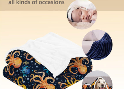 Ti Caldi Cute Octopus Blanket, Soft Warm Lightweight Flannel Throw Blanket for Couch, Bed, Travel & Outdoor, Cozy Fuzzy Blankets for Adults Kids, Home Decor 60×50 in