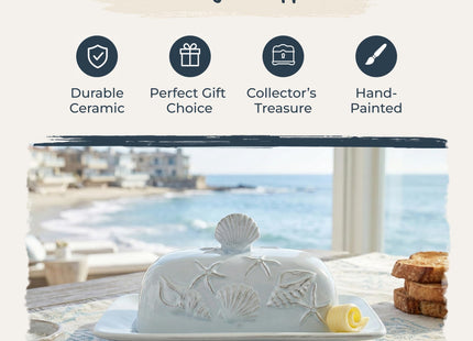 Blue Sky Clayworks 20770 Laguna Coastal Butter Dish, Blue