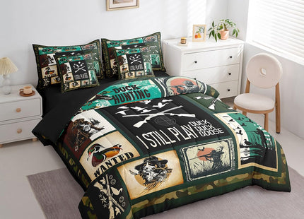 7 Piece Duck Hunting Bed in a Bag King - Rustic Farmhouse Bedding Set with Comforter, Fishing Theme Cushion Covers