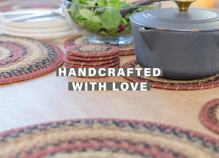 Homespice Highland Braided Placemats for Cabin Decor, Round 15" Set of 2